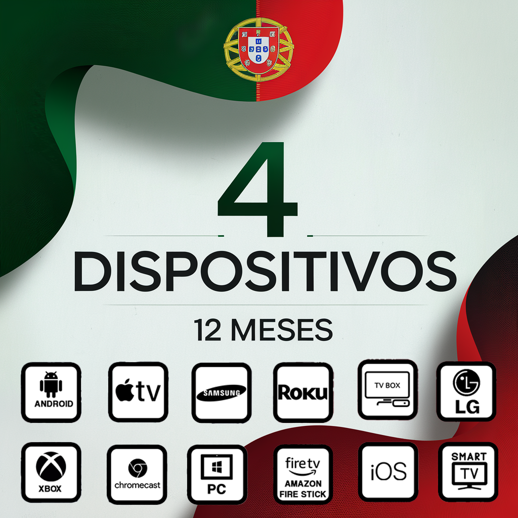 IPTV PORTUGAL PORTUGUES PRO - 12 MESES (4 DISPOSITIVOS)