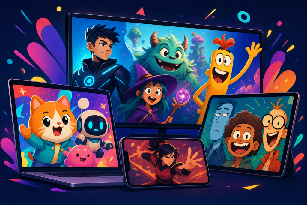 Desenhos animados modernos para todas as idades em IPTV